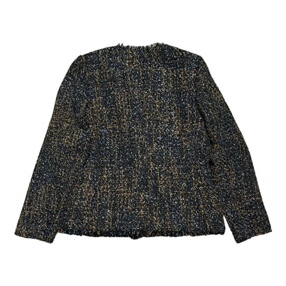 KARL LAGERFELD Wool Blend Raw Hem Luxury Designer Womens Work Blazer Jacket 10 - Picture 4 of 4